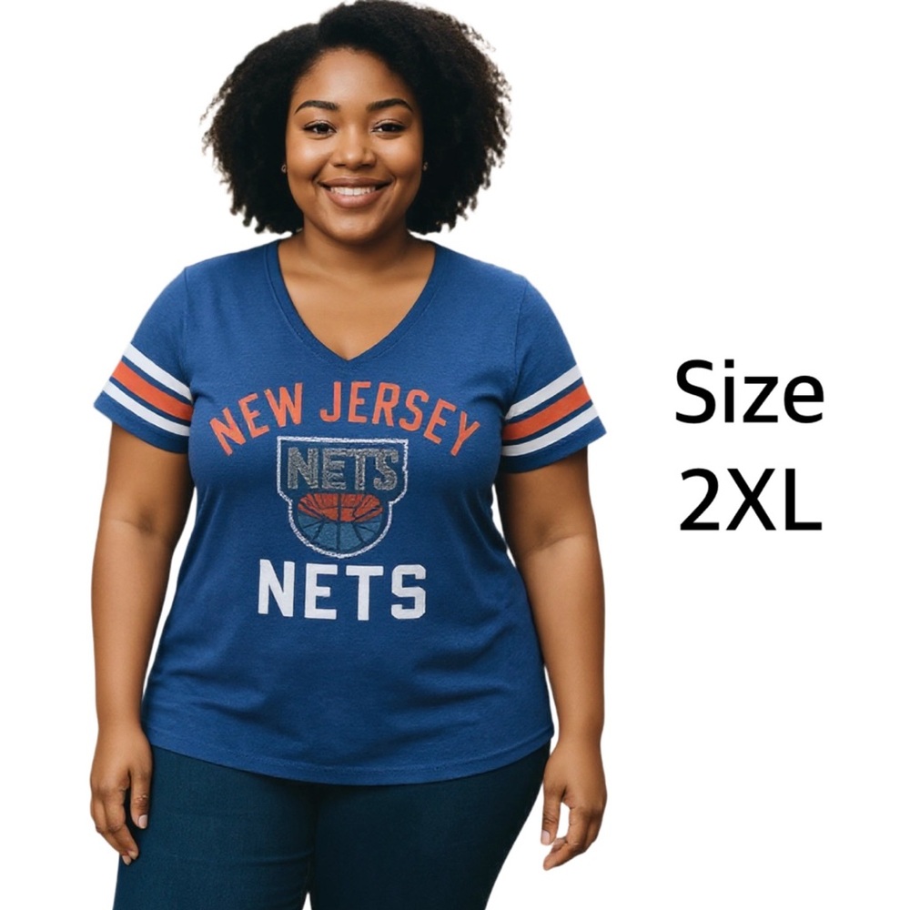 Vintage New Jersey Nets NBA T-Shirt-Women’s 2XL, G-III Sports – blue-NWT
